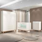 Quarto Infantil Triplo 100 MDF com Berço 2 em 1 Noah Guarda Roupas Lorenzo e Cômoda Pietro