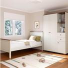 Quarto Juvenil Funcional Cama Solteiro e Guarda Roupa Ananda Casatema Off White/Mel