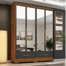 Quarto Modulado 100% MDF 2 Peças 4 Portas 2 Gavetas com Espelhos Smart Plus Espresso Móveis