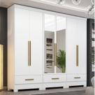 Quarto Modulado 100% MDF 3 Peças 6 Portas 3 Gavetas com Espelhos Smart Plus Branco Quarto Modulado 100% MDF 3 Peças 6 Portas 3 Gavetas com Espelhos Smart Plus Branco