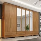 Quarto Modulado 100% MDF 4 Peças 8 Portas 4 Gavetas com Espelhos Smart Plus Bege/Cinamomo Quarto Modulado 100% MDF 4 Peças 8 Portas 4 Gavetas com Espelhos Smart Plus Bege/Cinamomo