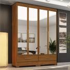 Quarto Modulado 2 Peças 4 Portas 2 Gavetas com Espelhos Smart Plus Espresso Móveis