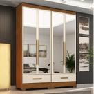 Quarto Modulado 2 Peças 4 Portas 2 Gavetas com Espelhos Smart Plus Espresso Móveis