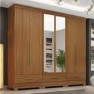 Quarto Modulado 3 Peças 6 Portas 3 Gavetas com Espelhos Smart Plus