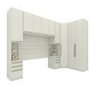 Quarto Modulado Casal 9 Portas 6 Gavetas Canto Oblíquo Areia