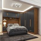 Quarto Modulado Casal Completo 4 Peças 5 Portas 4 Gavetas com Maleiro Smart Plus Yescasa