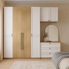 Quarto Modulado Casal Completo Provençal Americano com 5 Peças 100% MDF Infinity Bege/Savana/Branco