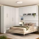 Quarto Modulado Casal de Canto com Guarda-roupas Maleiro e Cabeceira Alpes Master Luciane Móveis Quarto Modulado Casal de Canto com Guarda-roupas Maleiro e Cabeceira Alpes Master Luciane Móveis
