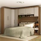 Quarto Modulado Casal de Canto com Guarda-roupas Maleiro e Cabeceira Paris Master Luciane Móveis Quarto Modulado Casal de Canto com Guarda-roupas Maleiro e Cabeceira Paris Master Luciane Móveis