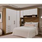 Quarto Modulado Casal de Canto Diagonal com Guarda-roupas Maleiro e Cabeceira Paris Luciane Móveis