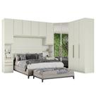 Quarto Modulado Casal Seletto 6 Peças Closet Areia com Espelho - Móveis Henn