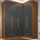 Quarto Modulado de Canto 100% MDF 3 Peças 5 Portas 2 Gavetas Smart Plus Espresso Móveis