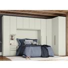 Quarto Modulado de Canto Casal com Cabeceira Queen 6 Peças 10 portas Seletto Henn - Areia HP