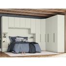 Quarto Modulado de Canto Casal Queen 7 Peças 12 portas Seletto Henn - Areia
