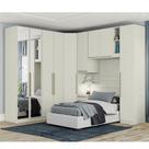 Quarto Modulado de Canto Solteiro com Espelho 6 Peças 9 portas Seletto Henn - Areia HP