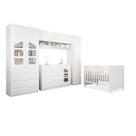 Quarto Modulado Infantil Ludi Guarda Roupa Roupeiro Cômoda 100% MDF e Berço Mini Cama