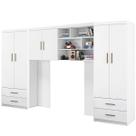 Quarto Modulado Juvenil Guarda Roupa E Armario Aereo com Nicho