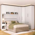 Quarto Modulado Queen de Canto com Guarda-roupas Maleiro e Cabeceira Alpes Master Luciane Móveis