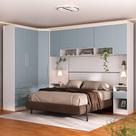 Quarto Modulado Queen de Canto com Guarda-roupas Maleiro e Cabeceira Alpes Master Luciane Móveis