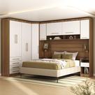 Quarto Modulado Queen de Canto com Guarda-roupas Maleiro e Cabeceira Paris Master Luciane Móveis