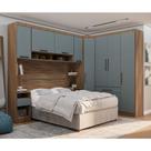 Quarto Modulado Queen de Canto Diagonal com Guarda-roupas Maleiro e Cabeceira Paris Master Luciane Móveis