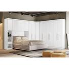 Quarto Modulado Rizon 5 Peças (1 Armário Ponte + 1 Closet + 2 Guarda Roupas + 1 Complemento) QC204 Neve - Novo Horizonte