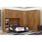 Quarto Modulado Rizon 5 Peças (1 Armário Ponte + 1 Closet + 2 Guarda Roupas + 1 Complemento) QCM03 Freijo Cumaru - Novo Horizonte