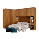 Quarto Modulado Rizon 6 Peças (1 Armário Ponte + 1 Closet + 2 Guarda Roupas + 2 Complementos) QCM02 Freijo Cumaru - Novo Horizonte
