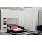 Quarto Modulado Rizon 6 Peças (1 Armário Ponte + 1 Closet + 3 Guarda Roupas + 1 Complemento) QC213 Neve - Novo Horizonte