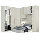 Quarto Modulado Solteiro Ambiente 4 New Predileto 6 Peças Areia - Henn