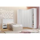 Quarto Modulado Solteiro Rizon 4 Peças (1 Closet + 2 Guarda Roupas + 1 Complemento) QC209 Branco - Novo Horizonte