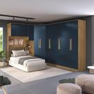 Quarto Modular Kappesberg Adapt Nogueira/Azul Profundo 6 Peças 246cm x 341cm
