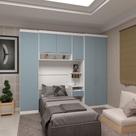Quarto Solt Com 4 Módulos E Cabeceira Alpes Luciane Móveis Branco Pf-grey Sky Pf