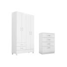 Quarto Solteiro Demóbile QS01 Roupeiro+Cômoda Branco