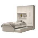 Quarto Solteiro Milena 4 Pts C/Cama + Cama Auxiliar - Branco Quarto Solteiro Milena 4 Pts C/Cama + Cama Auxiliar - Branco