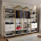 Quatro Modulos Para Closet Industrial Ferro Dourado MDF Branco