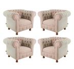 Quatro Poltronas Chesterfield Luiz Xv - Suede Bege / Decoração, recepção , barbearia, sala tv estar Quatro Poltronas Chesterfield Luiz Xv - Suede Bege / Decoração, recepção , barbearia, sala tv estar