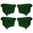 Quatro Poltronas Chesterfield Luiz Xv - Suede Verde Musgo / Decoração, recepção , barbearia, sala tv estar Quatro Poltronas Chesterfield Luiz Xv - Suede Verde Musgo / Decoração, recepção , barbearia, sala tv estar