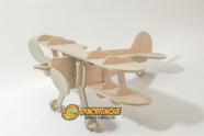 Quebra-Cabeça 3D AVIÃO BIPLANO 18 peças em MDF - DINOBRINQUE