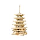 Quebra-cabeça 3D RoWood, pagode de cinco andares, kit de modelos de madeira, 275 unidades