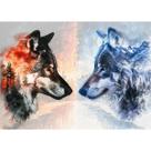 Quebra-cabeça Bgraamiens Ice VS Fire 1000 peças Fantasy Wolf Art