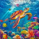 Quebra-cabeça Bgraamiens Swimming Sea Turtle 1000 peças
