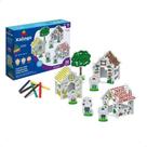 Quebra-cabeça Casinhas Três Porquinhos 3d C/ Kit Giz De Cera