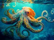 Quebra-cabeça Cross & Glory Deep Blue Octopus Odyssey 1000 unidades