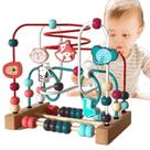 Quebra-cabeça de animais de madeira Bead Stringing Toy para bebês