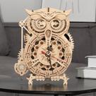Quebra-cabeça de madeira 3D ROKR Owl Clock Relógio mecânico para adultos