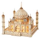 Quebra-cabeça de madeira 3D Taj Mahal com luz LED 388 peças para adultos