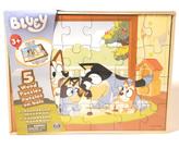 Quebra-Cabeça de Madeira Bluey com Caixa e Adesivos - Para Crianças a partir de 3 Anos