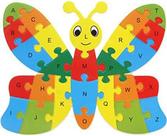 Quebra-cabeça de madeira colorida Lianshi Alphabet Jigsaw Puzzle 26 letras inglesas feitiço brinquedos infantis quebra-cabeça de borboleta