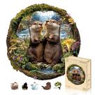 Quebra-cabeça de madeira Jigfoxy Otter Couple 28x29cm 193 unidades